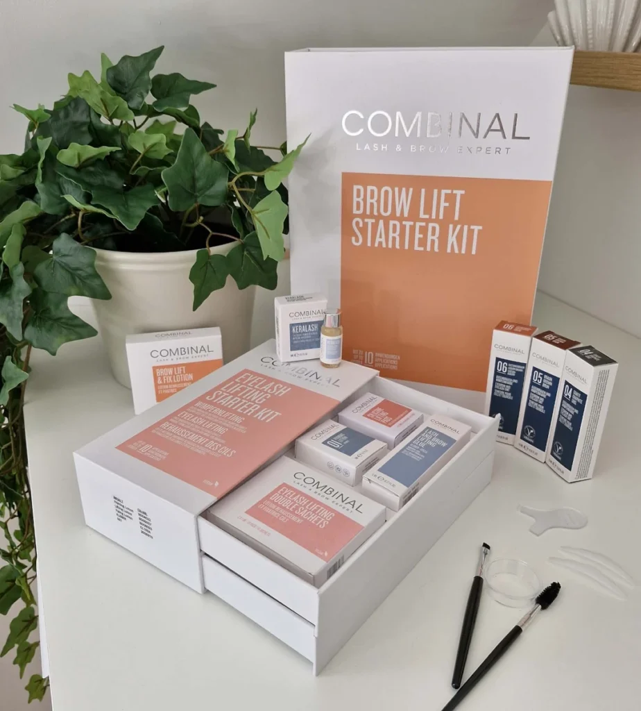 Produits professionnels Combinal pour rehaussement de cils et brow lift en institut de beauté du regard